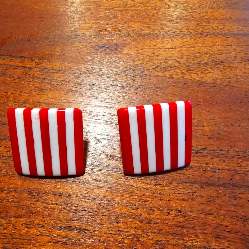 Vintage Square and Striped Earrings